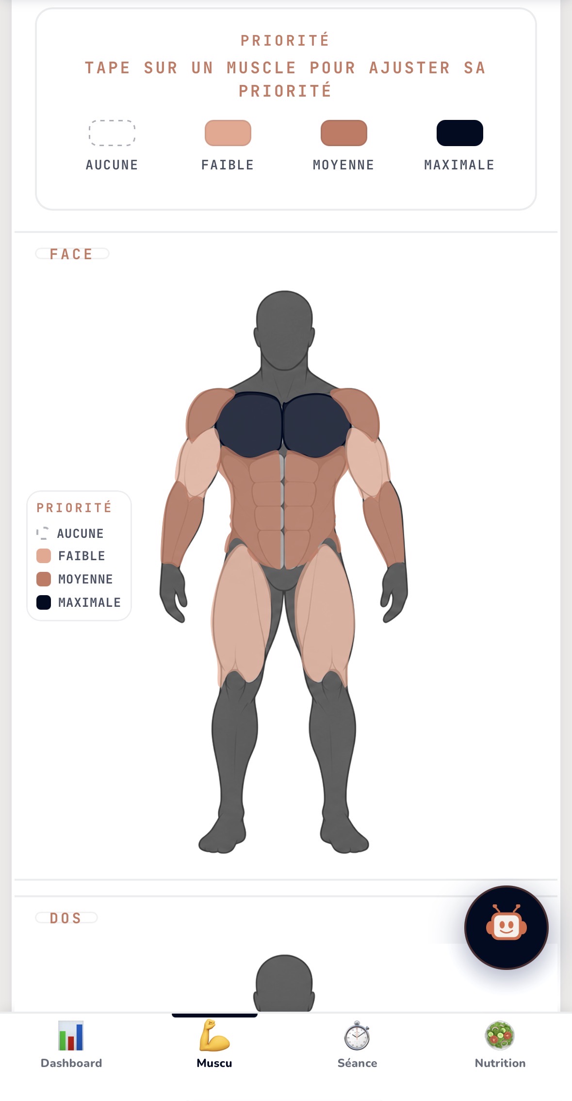 MyTop · Priorité musculaire